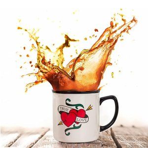 Exclusive "True Love" Tattoo Oversized Stoneware Mug - Oldschool Design